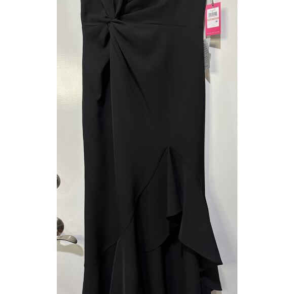 Vince Camuto Ruffle Detail One-Shoulder High-Low Gown Black Size 12 NWT Elegant - Picture 7 of 14